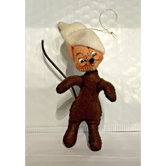 Annalee Christmas Mouse With Hat Felt Hanging Ornament 5" Posable Vintage 2001 - Picture 1 of 9